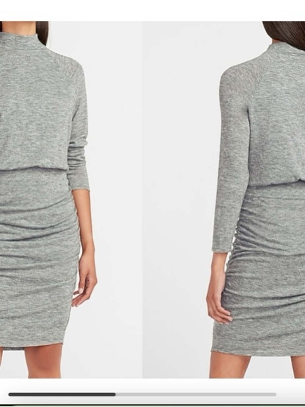 Express Heather Gray Mock Neck Long Sleeve Knit Dress